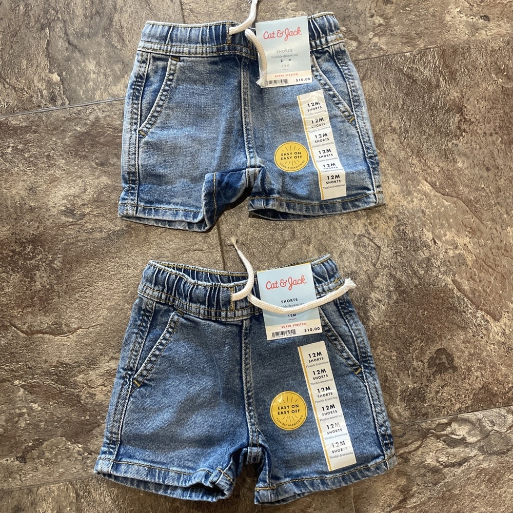 Cat & Jack, Unisex 12 Month Shorts, Bundle of 2, Drawstring Waist, NWT